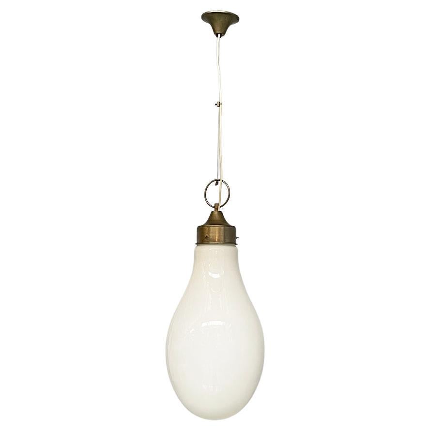 Italian mid-century modern white glass chandelier by Carlo Nason, 1960s in vendita