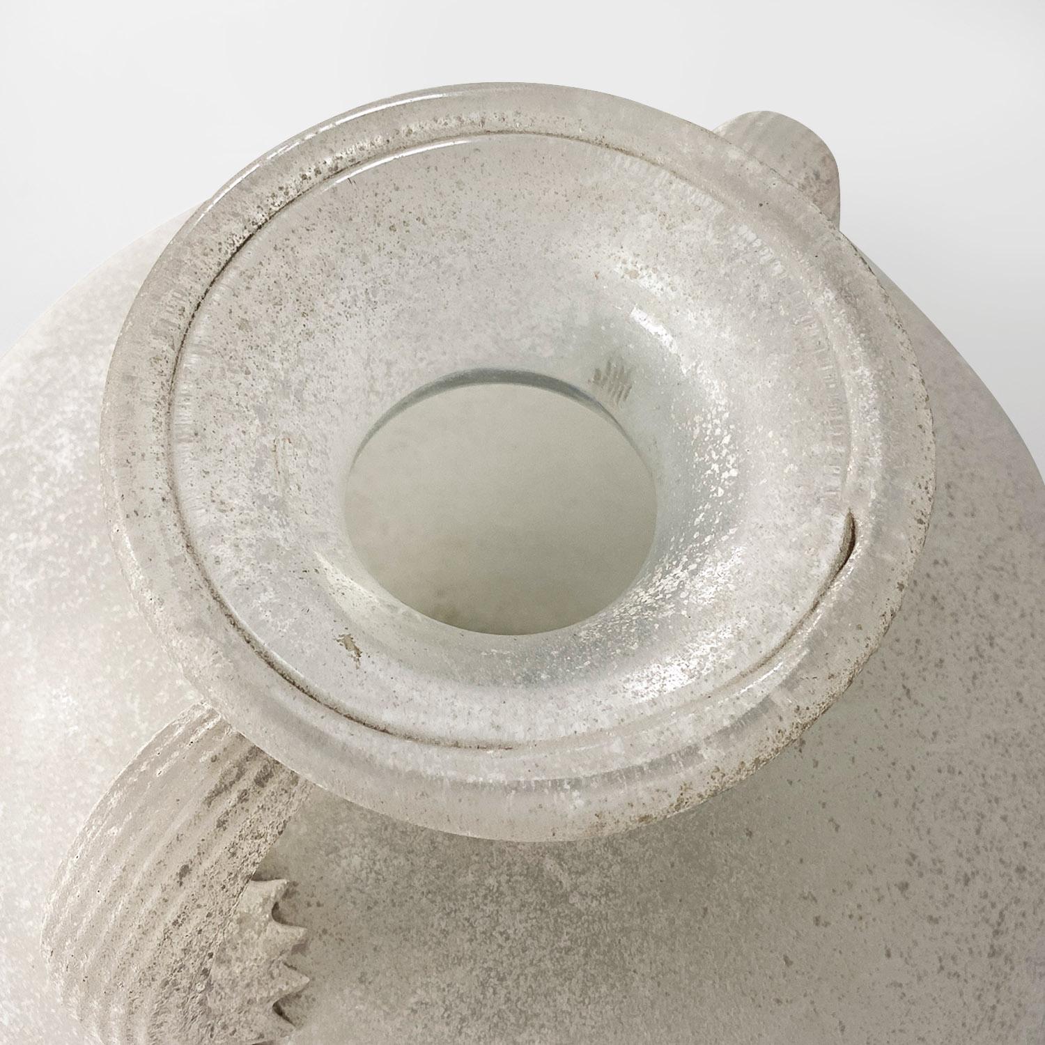 Glass Italian mid-century modern white glass vase or amphora by Sergio Asti, 1960s For Sale