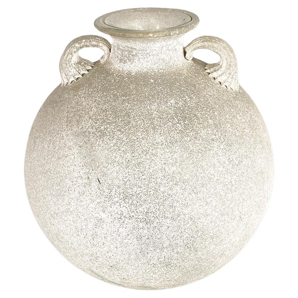 Italian mid-century modern white glass vase or amphora by Sergio Asti, 1960s