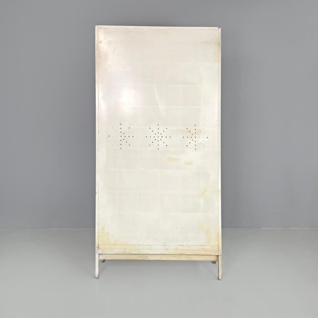 Italian mid-century modern white industrial bathroom two doors cabinet, 1960s For Sale 2