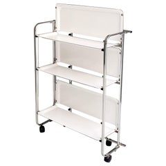 Italian Mid-Century Modern White Plastic Folding Food Trolley, 1960s
