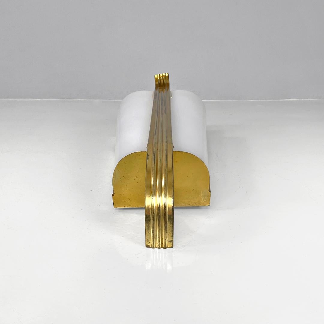 Italian mid-century modern white plexiglass and gold metal applique, 1950s For Sale 4
