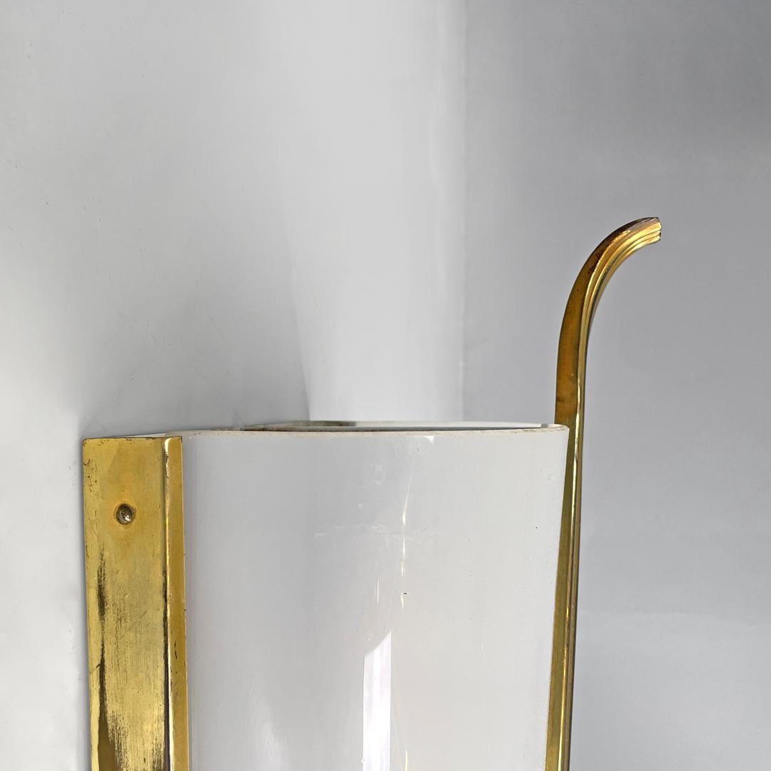 Italian mid-century modern white plexiglass and gold metal applique, 1950s For Sale 5