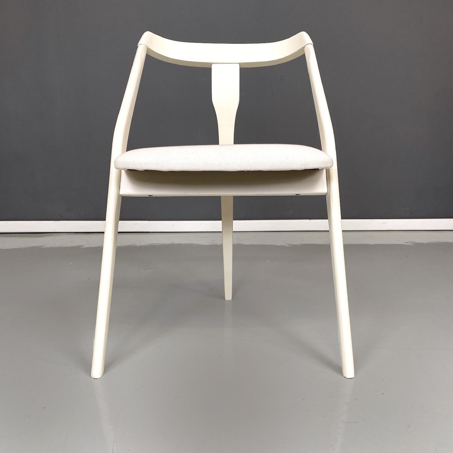 Mid-20th Century Italian mid-century modern white wood and fabric chairs, 1960s For Sale