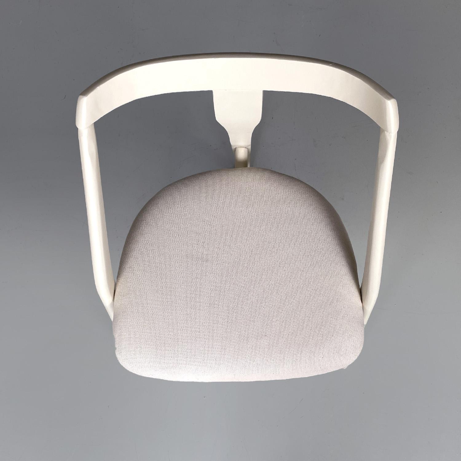 Italian mid-century modern white wood and fabric chairs, 1960s For Sale 2