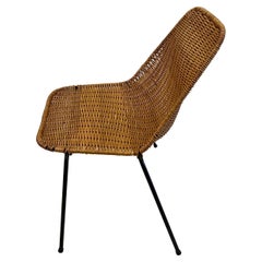 Italian Mid Century Modern Wicker and Iron Chair by Franco Campo and Graffi