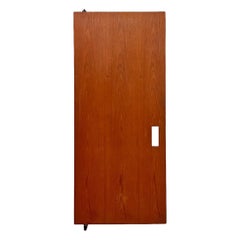 Italian mid century modern wood and black metal wall wardrobe with hooks, 1960s