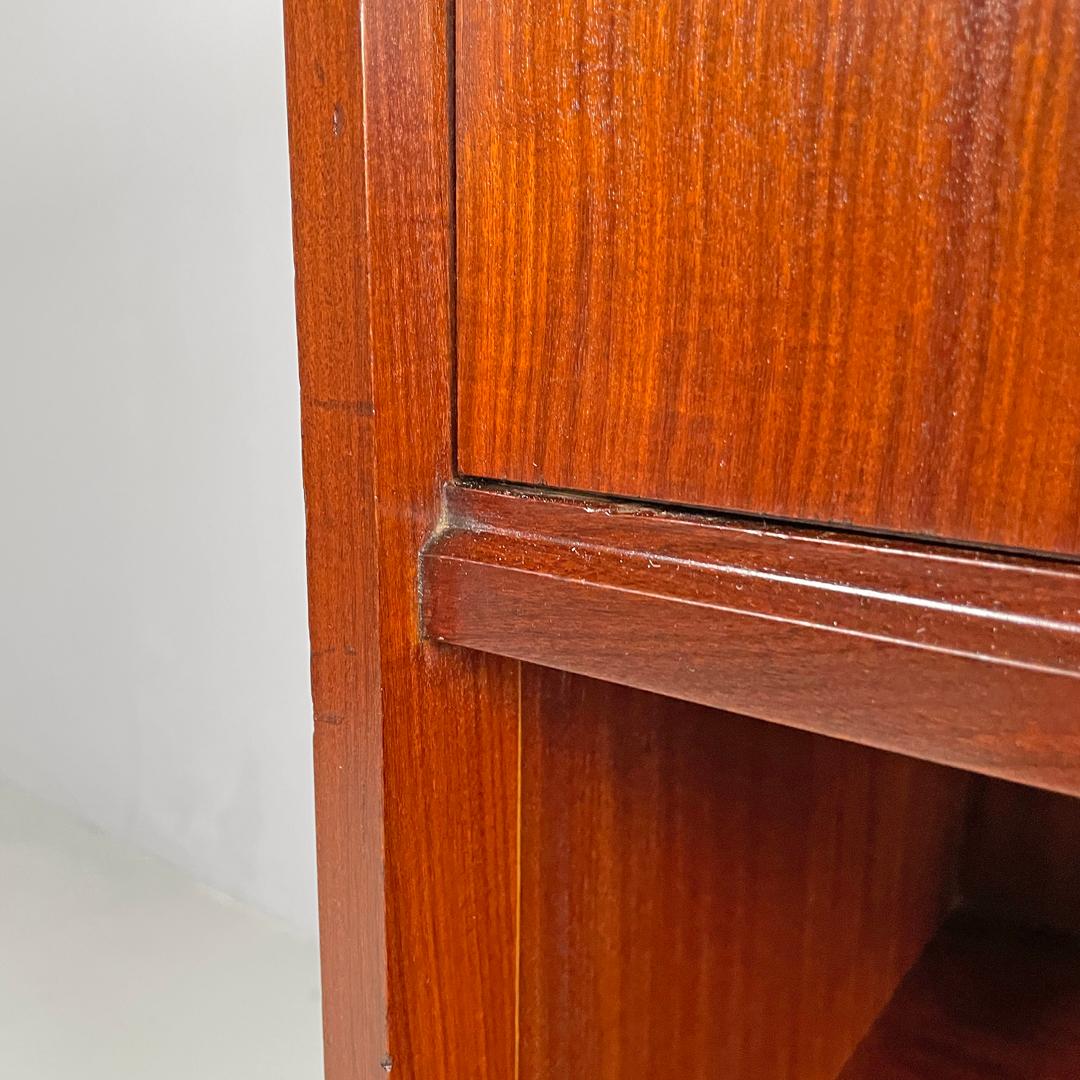 Italian mid-century modern wood and brass highboard with doors and drawers 1960s For Sale 8