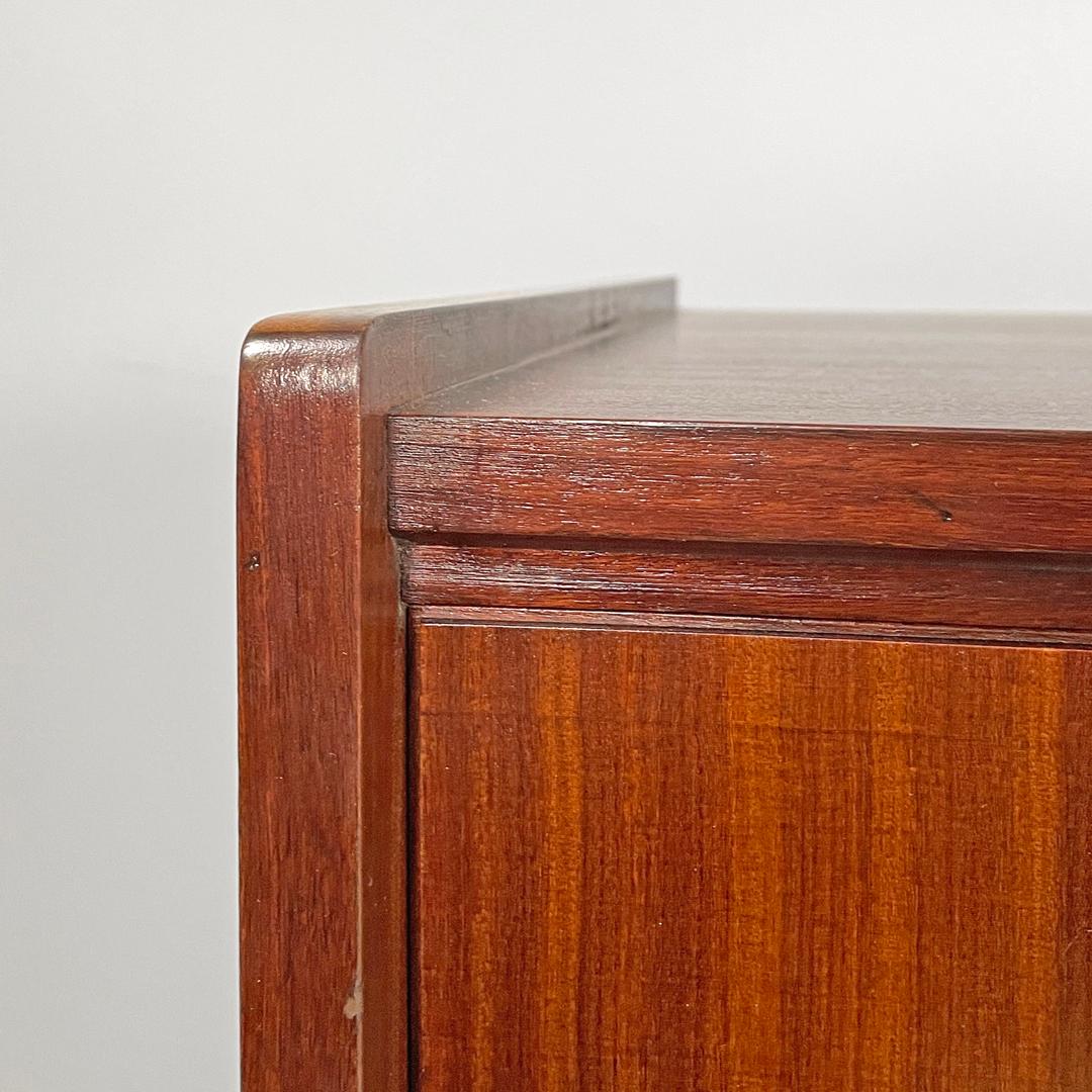 Italian mid-century modern wood and brass sideboard with drawers and doors 1960s 10