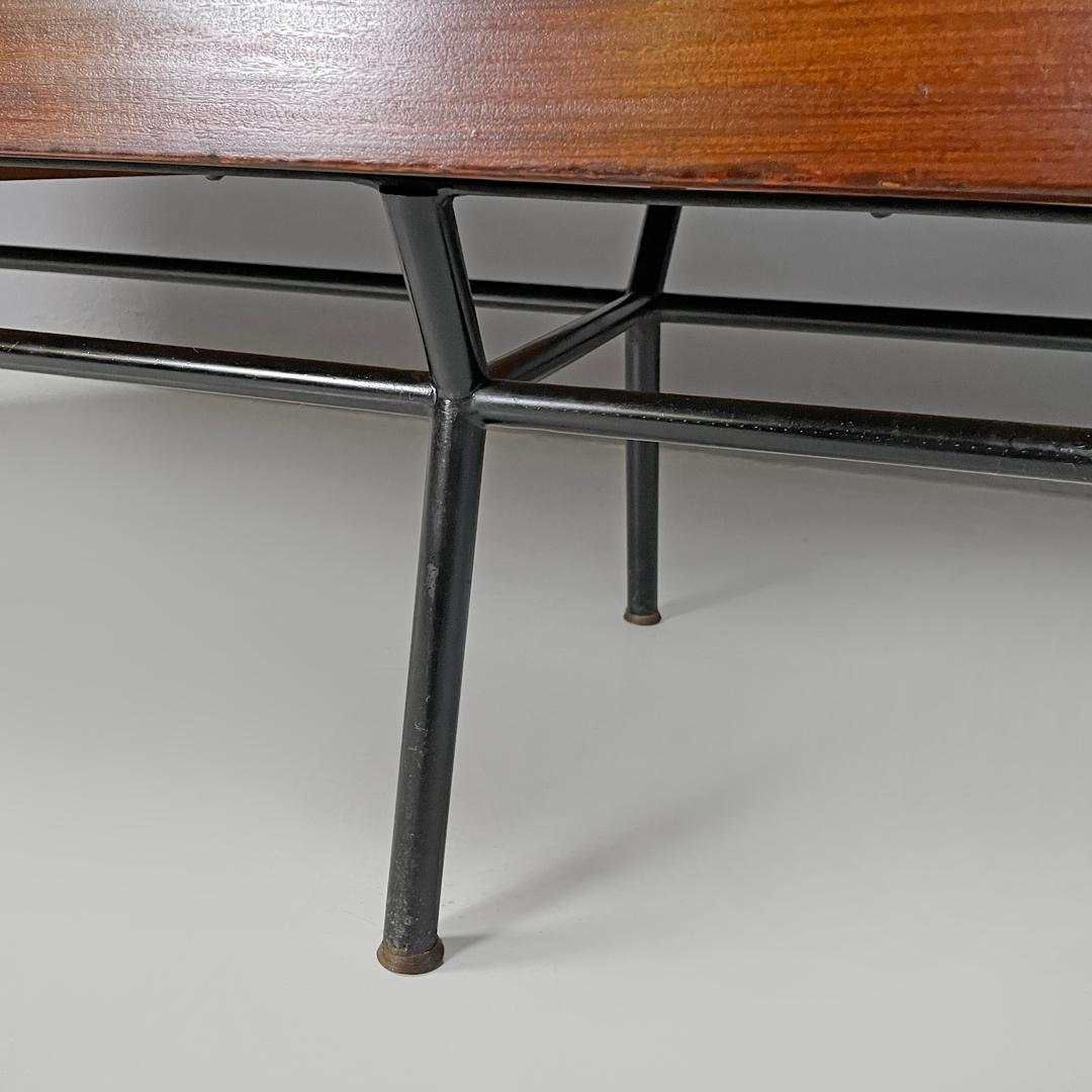 Italian mid-century modern wood and brass sideboard with drawers and doors 1960s 12