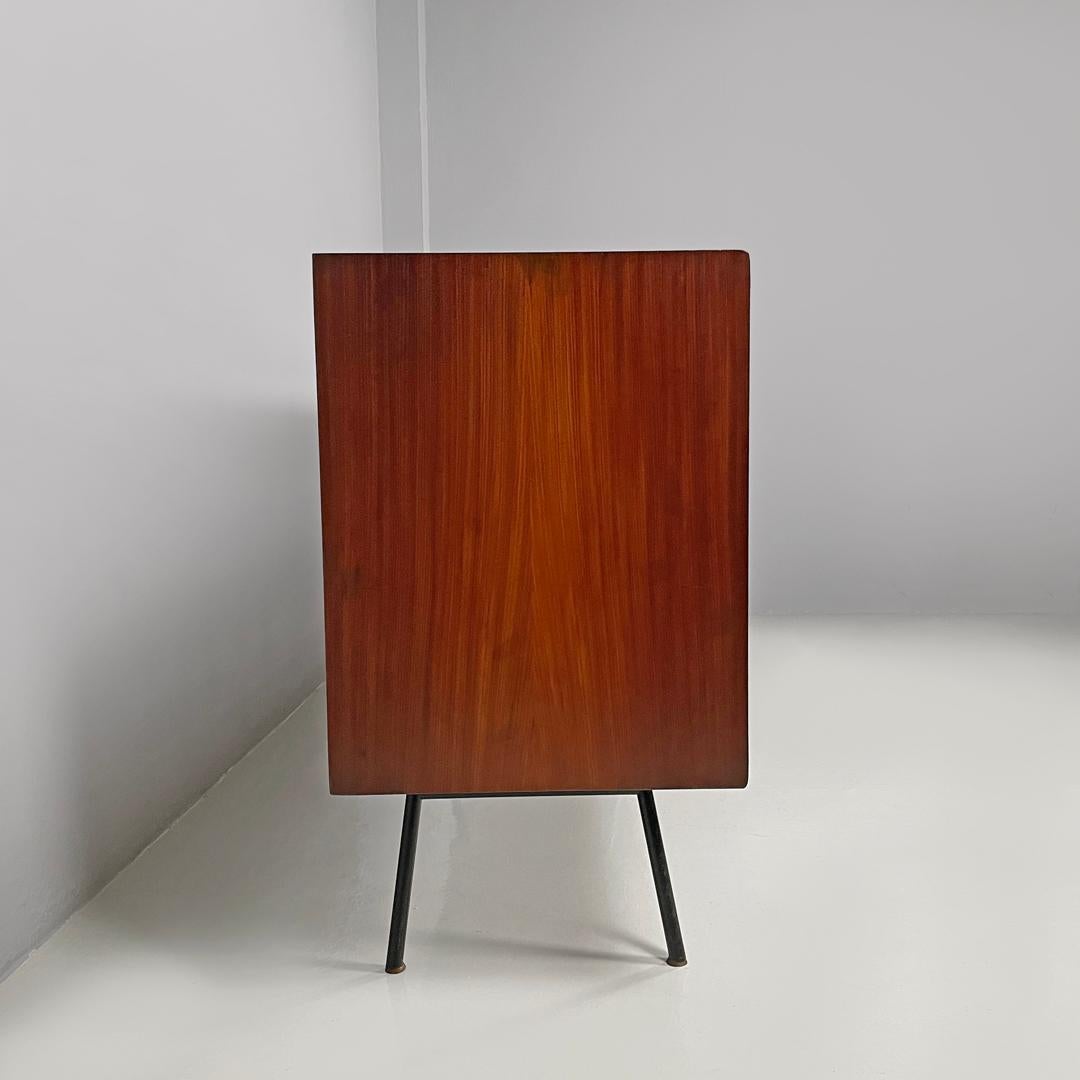 Mid-20th Century Italian mid-century modern wood and brass sideboard with drawers and doors 1960s