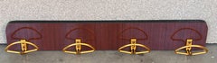 Italian, Mid-Century Modern Wood and Brass Wall Coat Hanger, 1960s