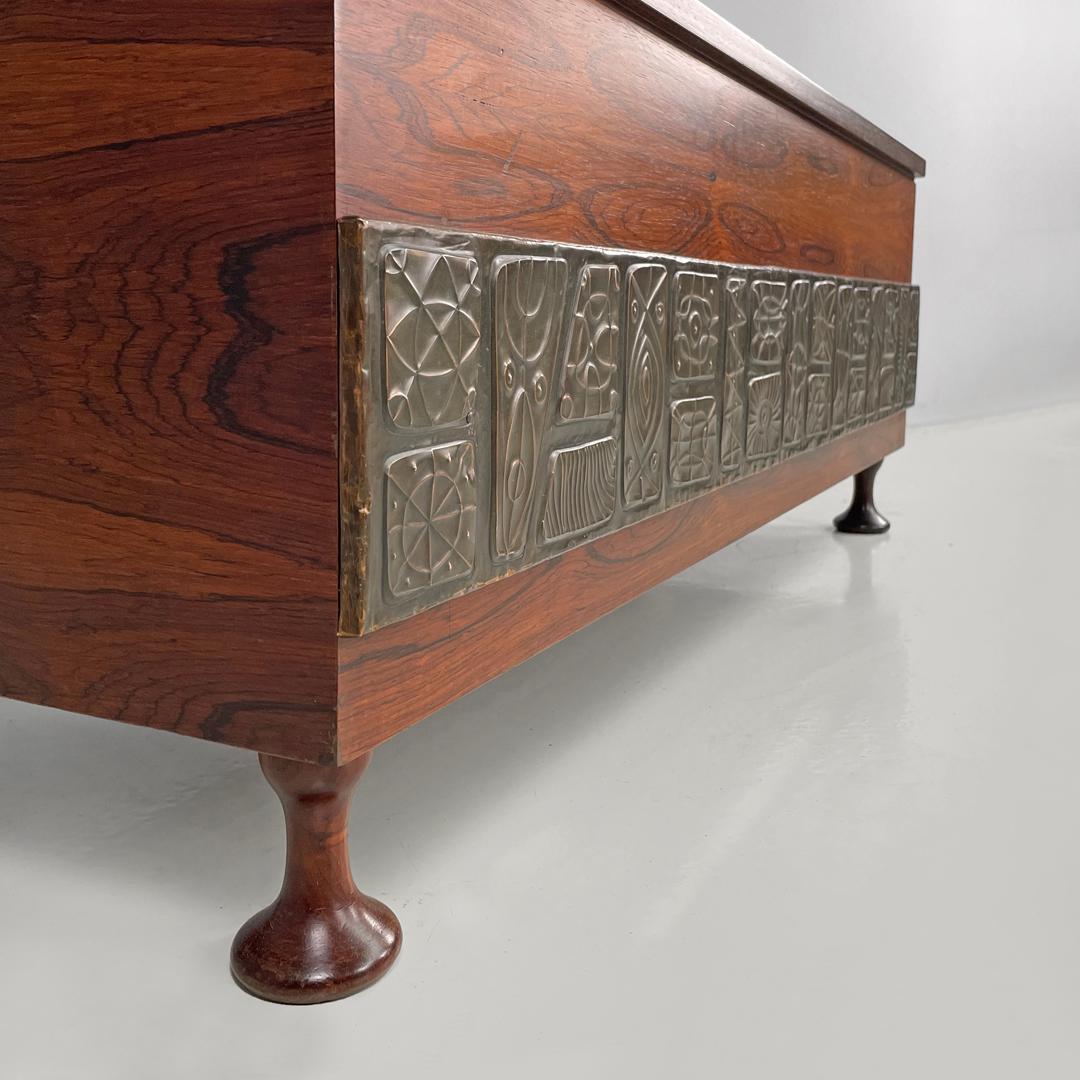 Italian mid-century modern wood and copper chest Santambrogio and De Berti 1960s For Sale 7