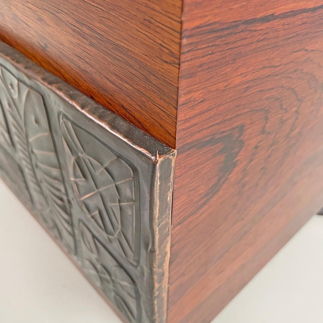 Italian mid-century modern wood and copper chest Santambrogio and De Berti 1960s For Sale 9