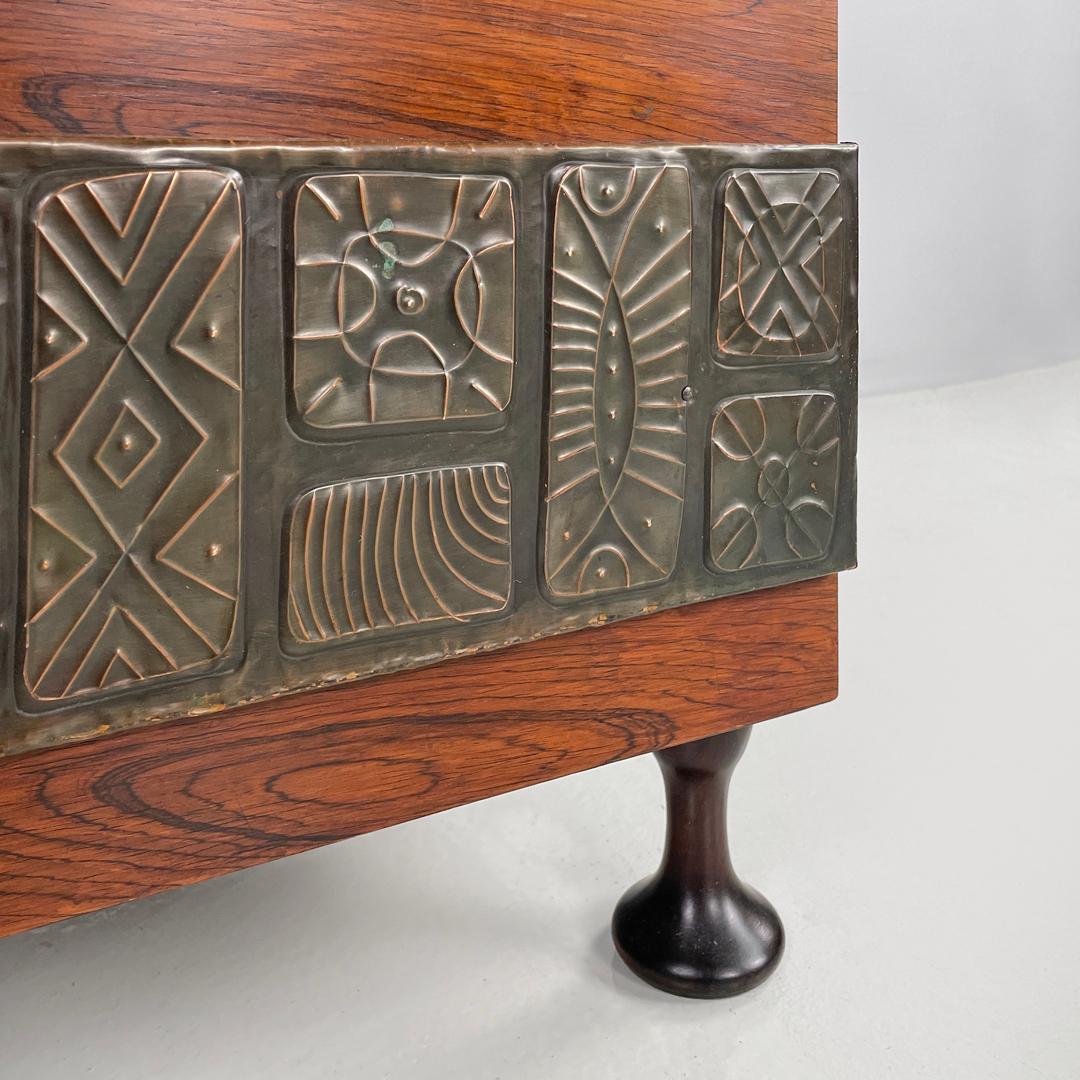 Italian mid-century modern wood and copper chest Santambrogio and De Berti 1960s For Sale 10