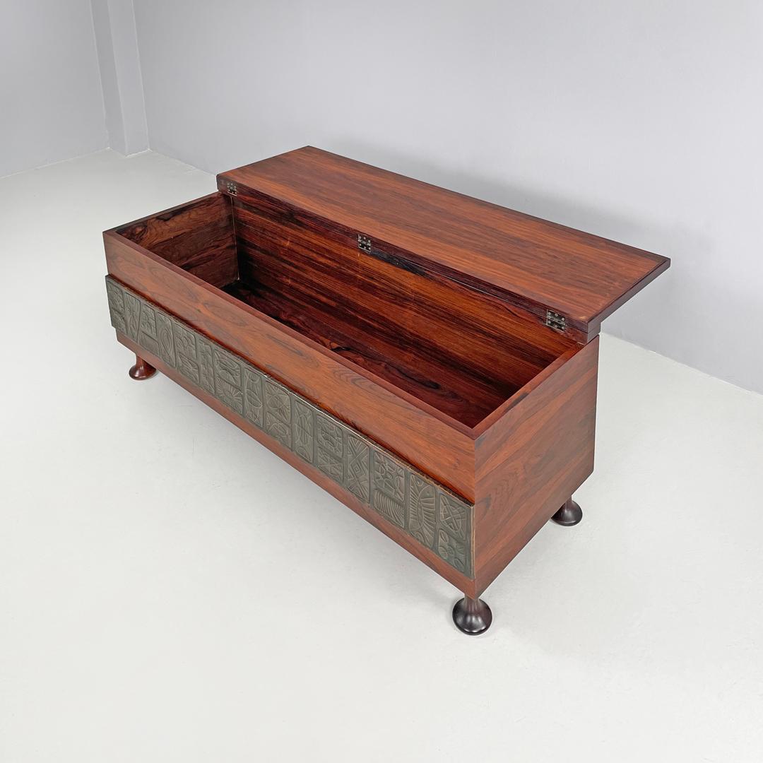 Copper Italian mid-century modern wood and copper chest Santambrogio and De Berti 1960s For Sale