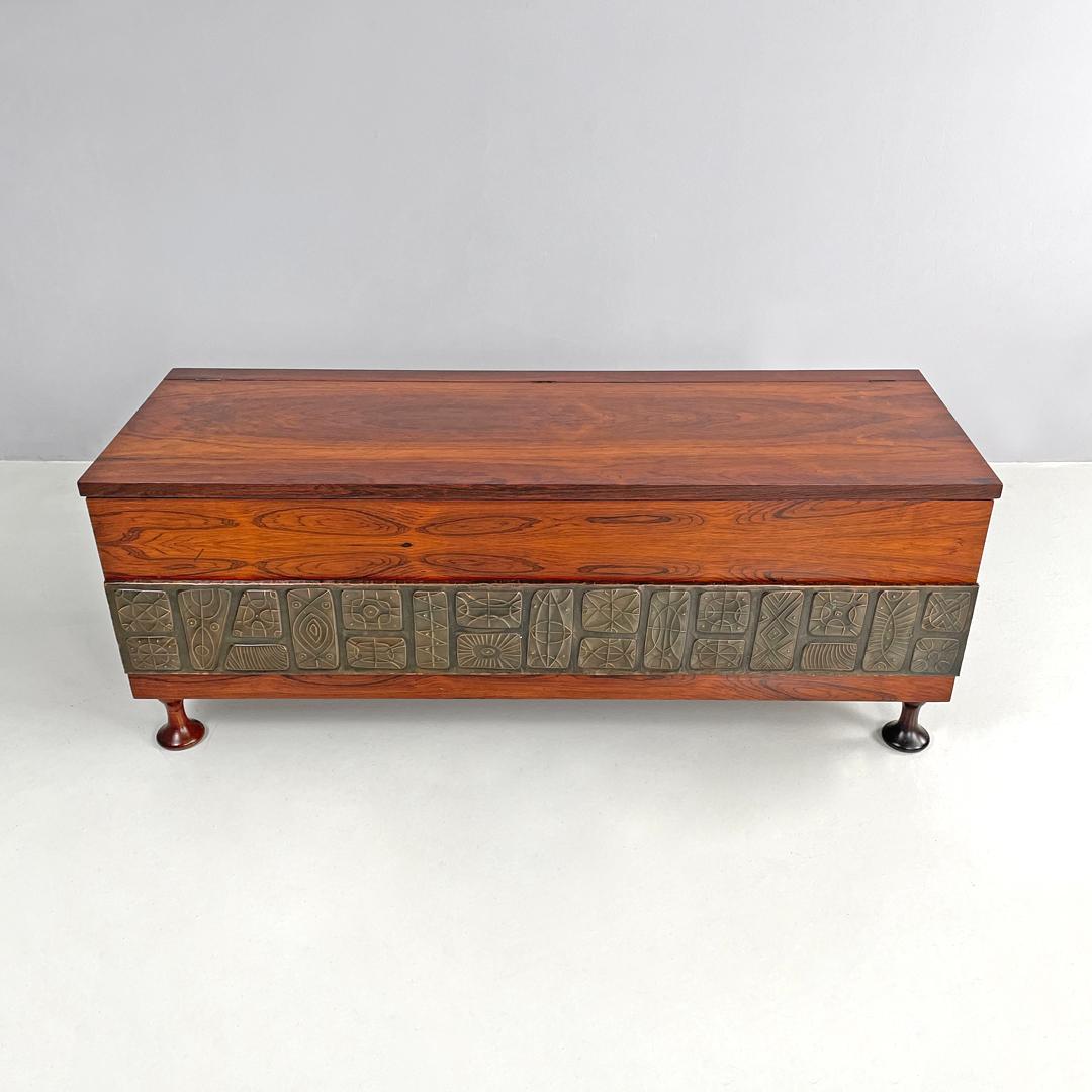 Italian mid-century modern wood and copper chest Santambrogio and De Berti 1960s For Sale 2