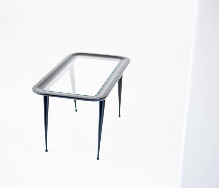 Mid-20th Century Italian Mid-Century Modern Wood and Glass Coffee Table, 1950s For Sale