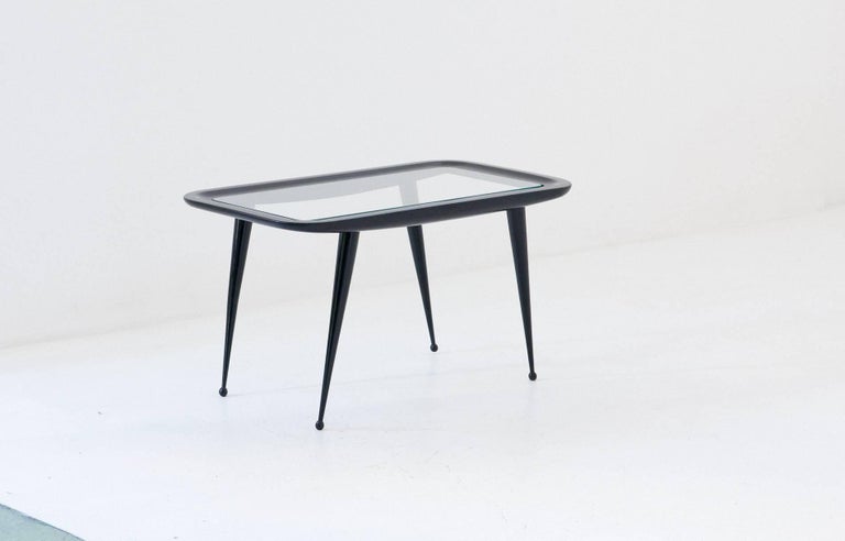 Italian Mid-Century Modern Wood and Glass Coffee Table, 1950s For Sale 2