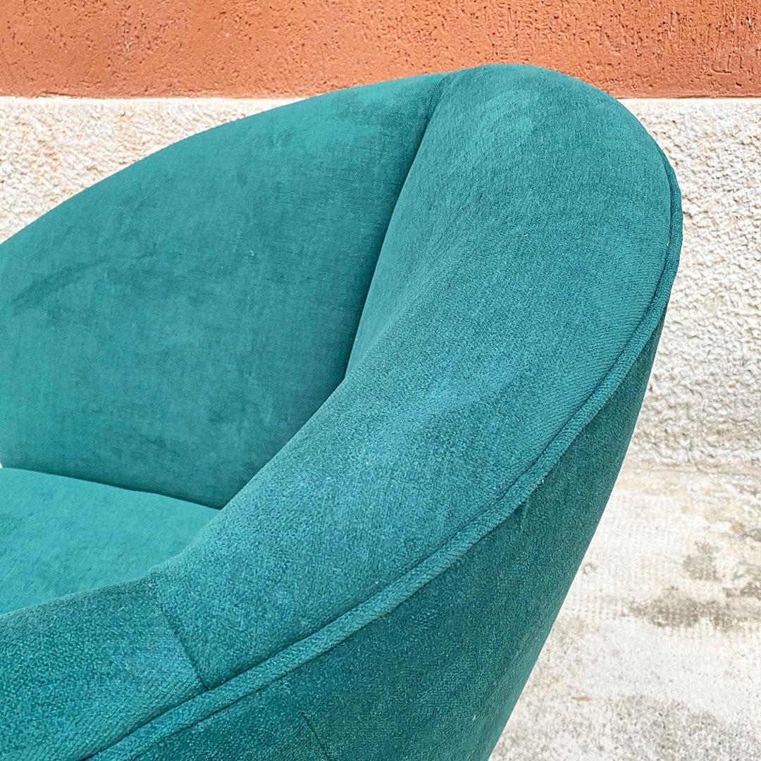 Italian Mid-Century Modern Wood and Green Velvet Armchair with Armrests, 1950s 6