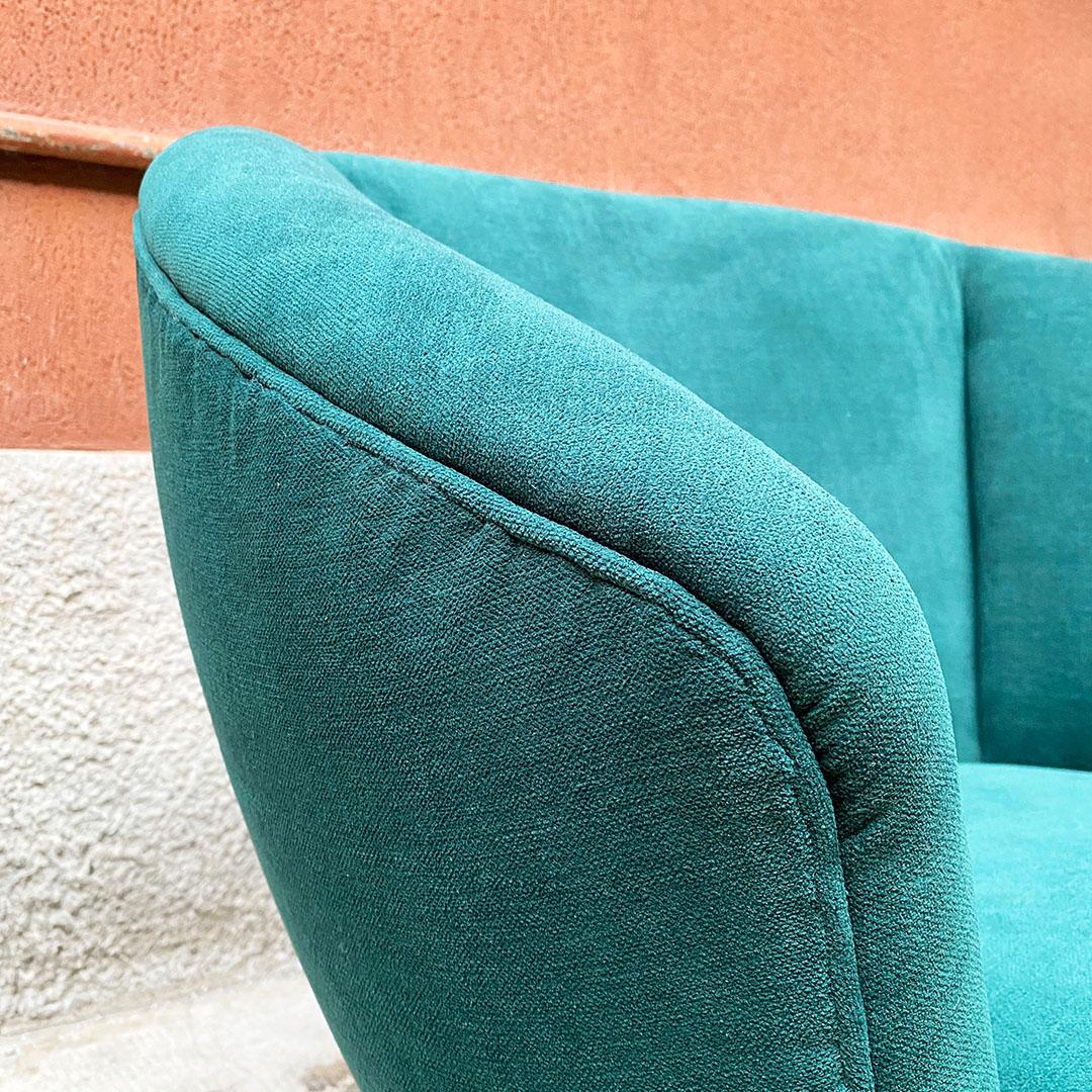 Italian Mid-Century Modern Wood and Green Velvet Armchair with Armrests, 1950s 7
