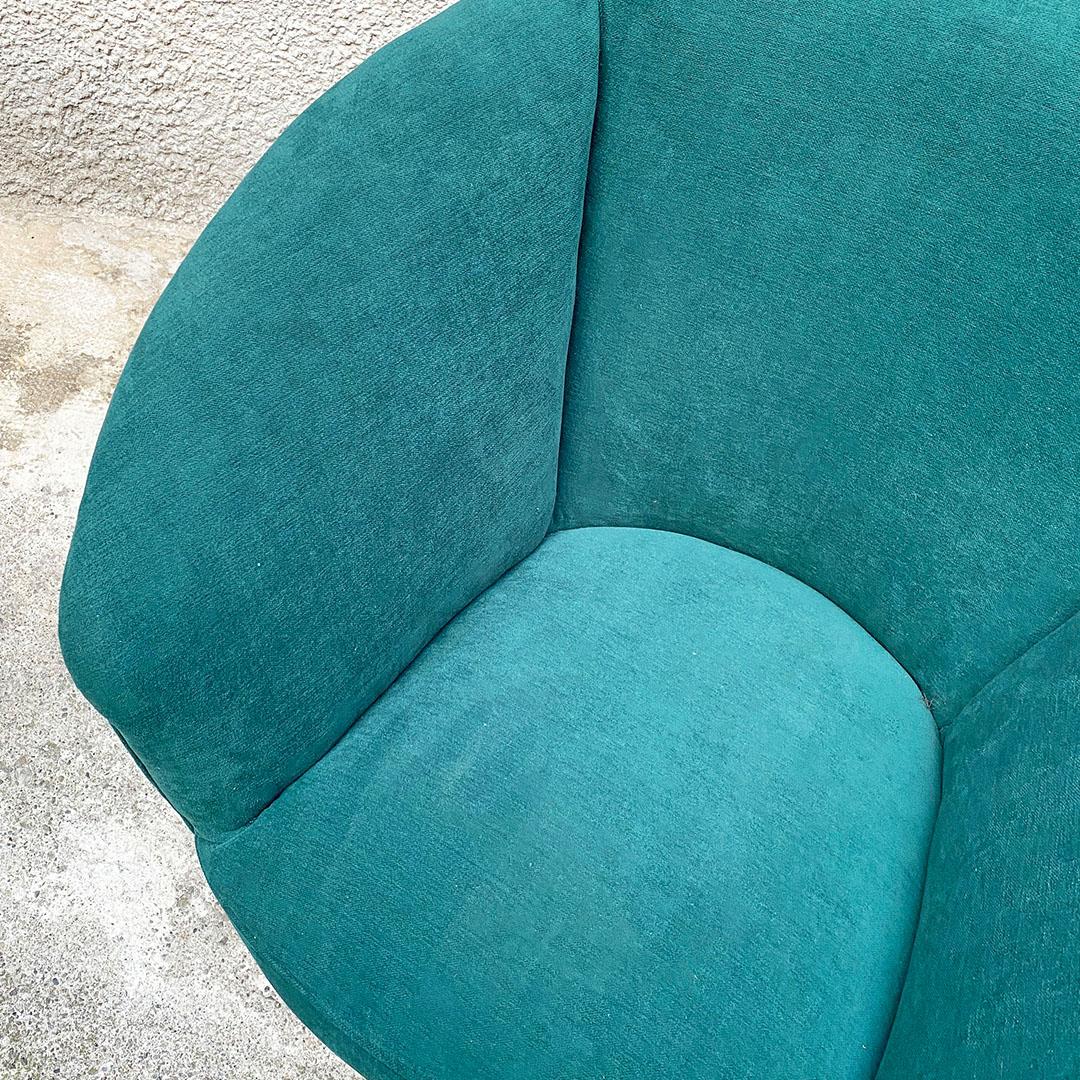 Italian Mid-Century Modern Wood and Green Velvet Armchair with Armrests, 1950s 8