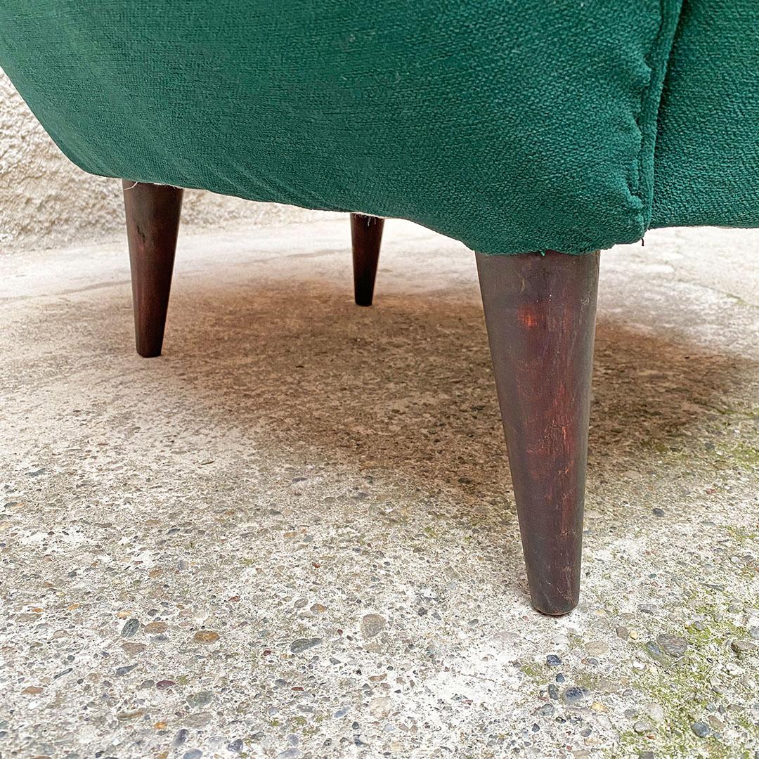 Italian Mid-Century Modern Wood and Green Velvet Armchair with Armrests, 1950s 9