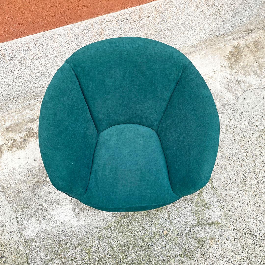 Italian Mid-Century Modern Wood and Green Velvet Armchair with Armrests, 1950s 4