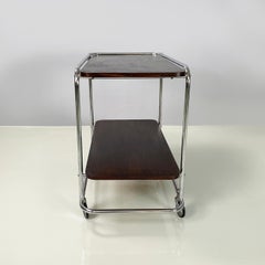 Italian mid-century modern Wood and metal cart with double shelf, 1940s