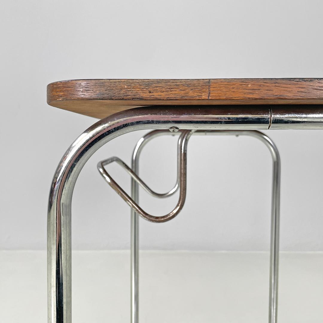 Italian mid-century modern wood and metal coffee table with newspaper hook 1950s For Sale 6
