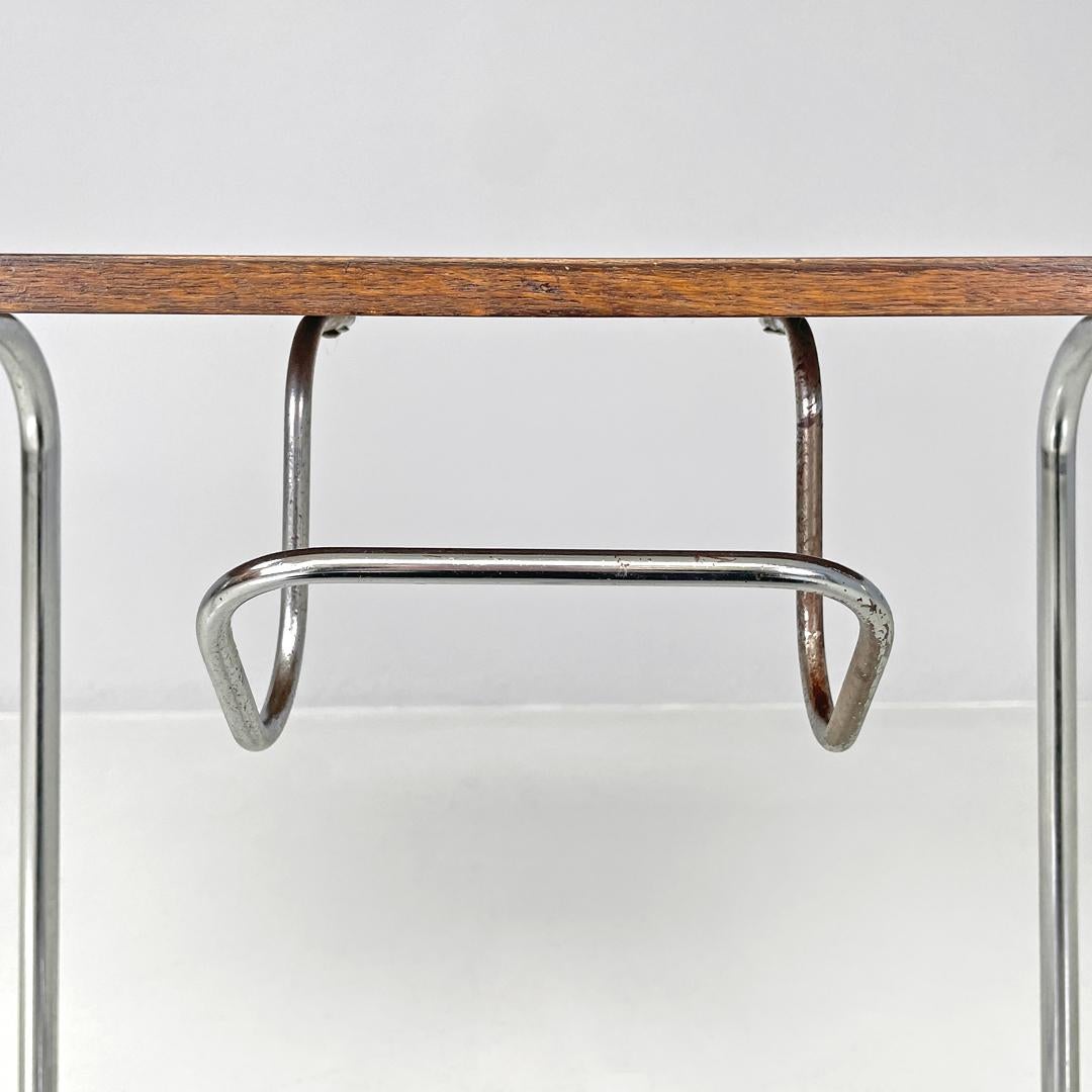 Italian mid-century modern wood and metal coffee table with newspaper hook 1950s For Sale 7
