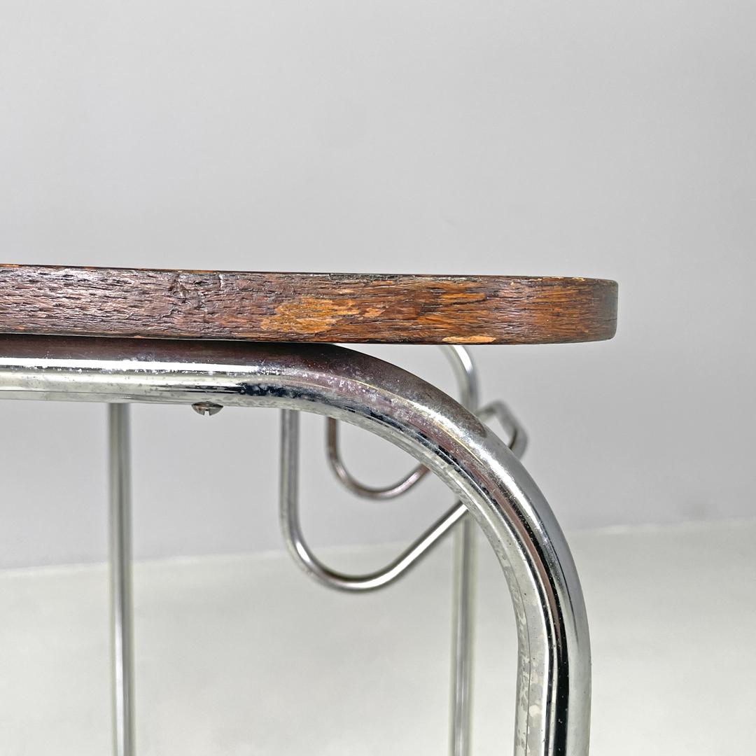 Italian mid-century modern wood and metal coffee table with newspaper hook 1950s For Sale 10