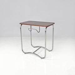 Italian mid-century modern wood and metal coffee table with newspaper hook 1950s