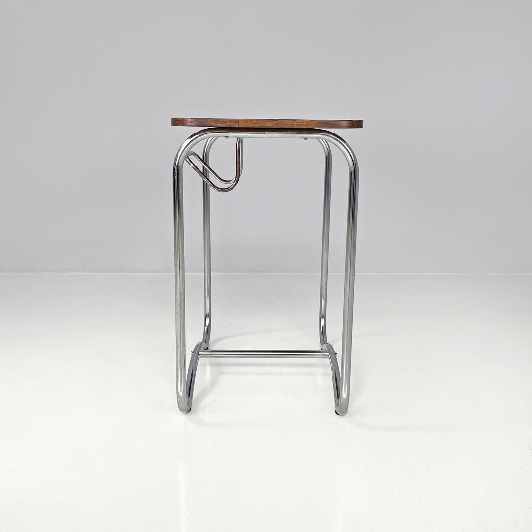 Mid-20th Century Italian mid-century modern wood and metal coffee table with newspaper hook 1950s For Sale