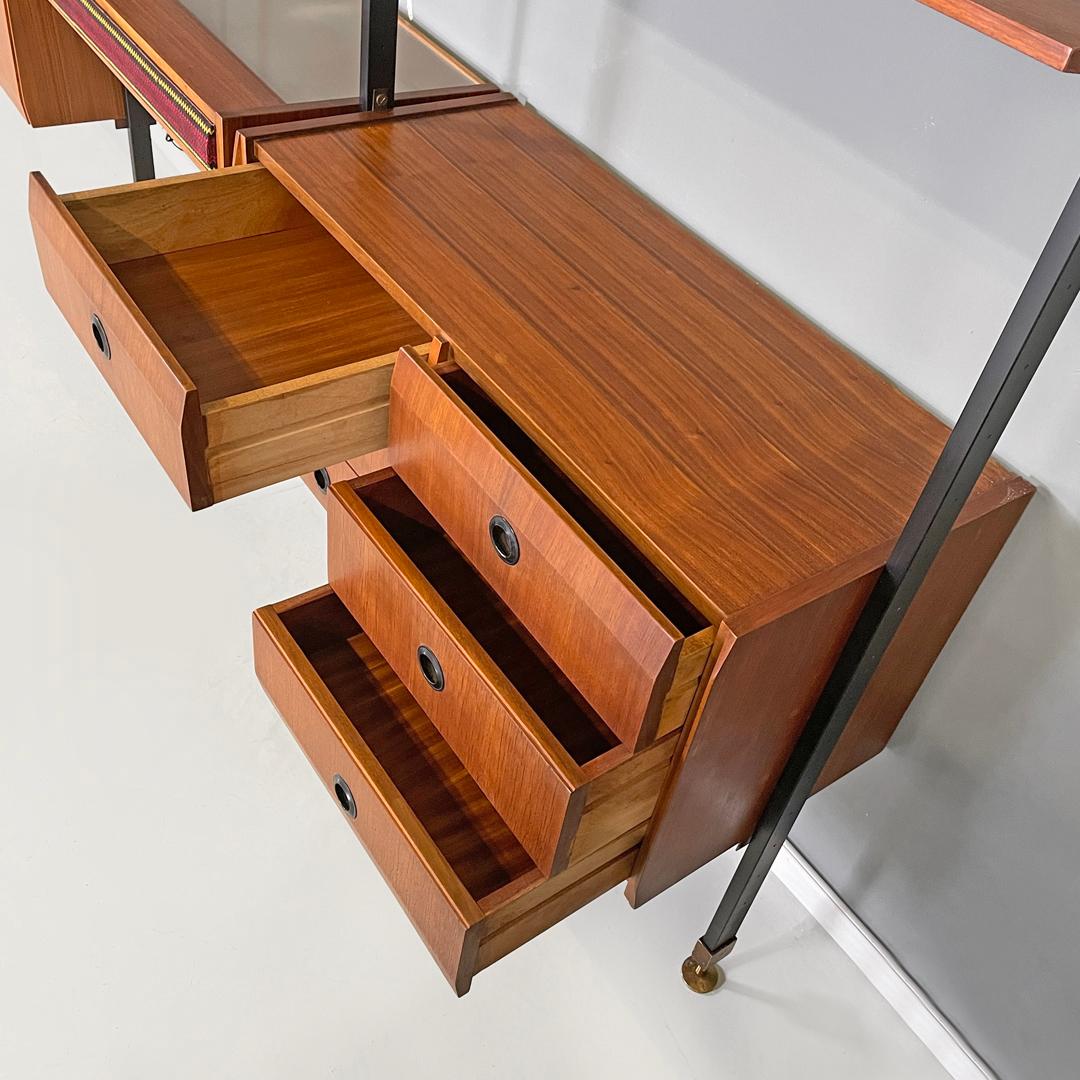 Italian mid-century modern wood and metal floor-to-ceiling bookcase, 1960s 9