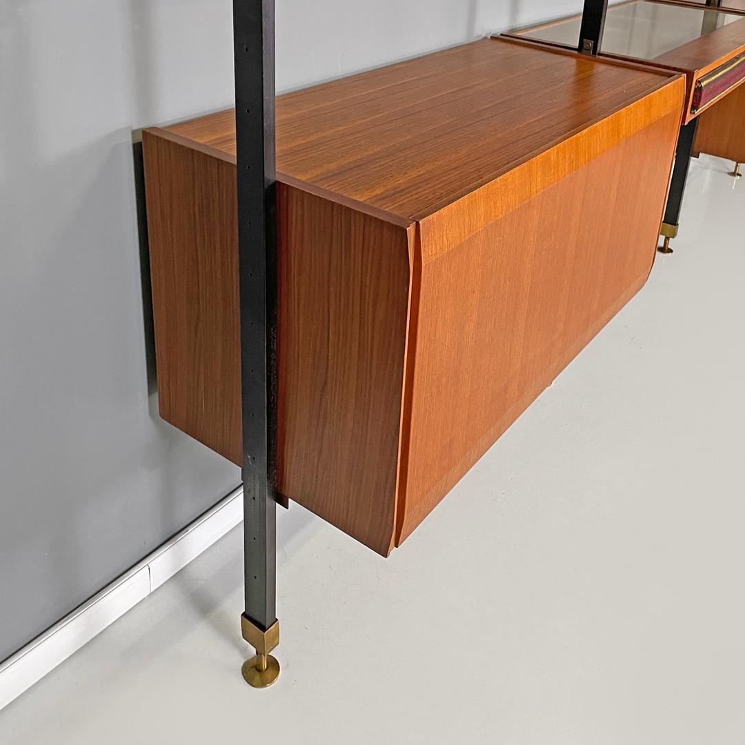Italian mid-century modern wood and metal floor-to-ceiling bookcase, 1960s 12