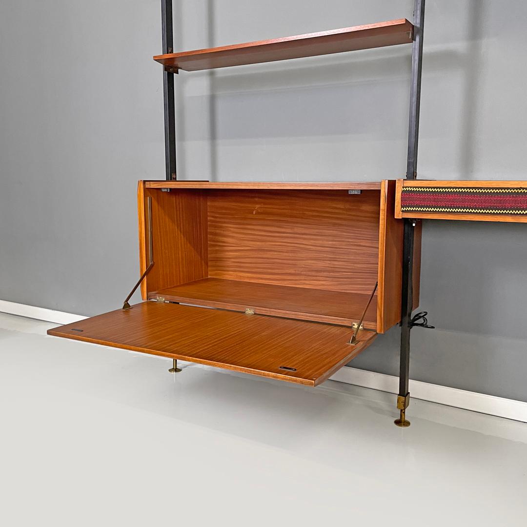 Italian mid-century modern wood and metal floor-to-ceiling bookcase, 1960s 13