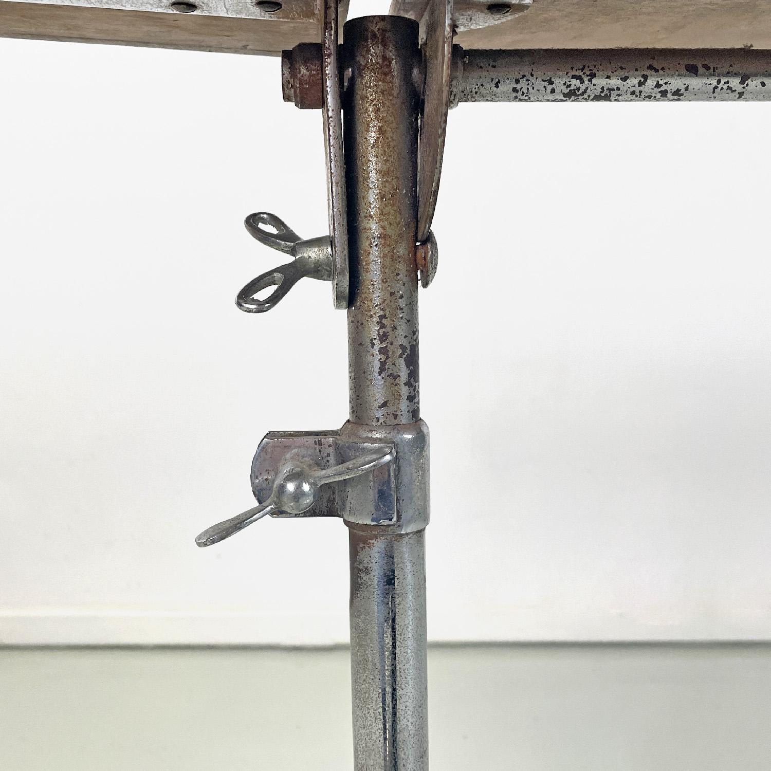 Italienischer Arbeitstisch aus Holz und Metall aus der Mitte des Jahrhunderts, 1960er Jahre im Angebot 9