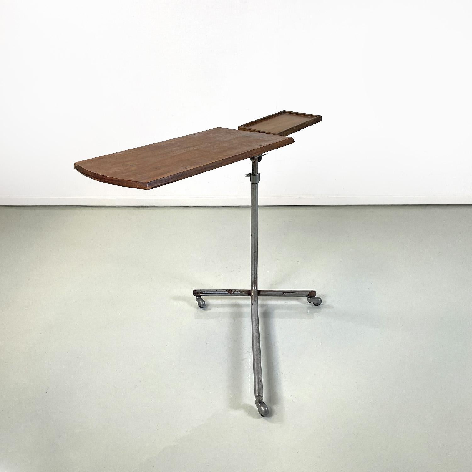 Mid-20th Century Italian mid-century modern wood and metal industrial work table, 1960s For Sale