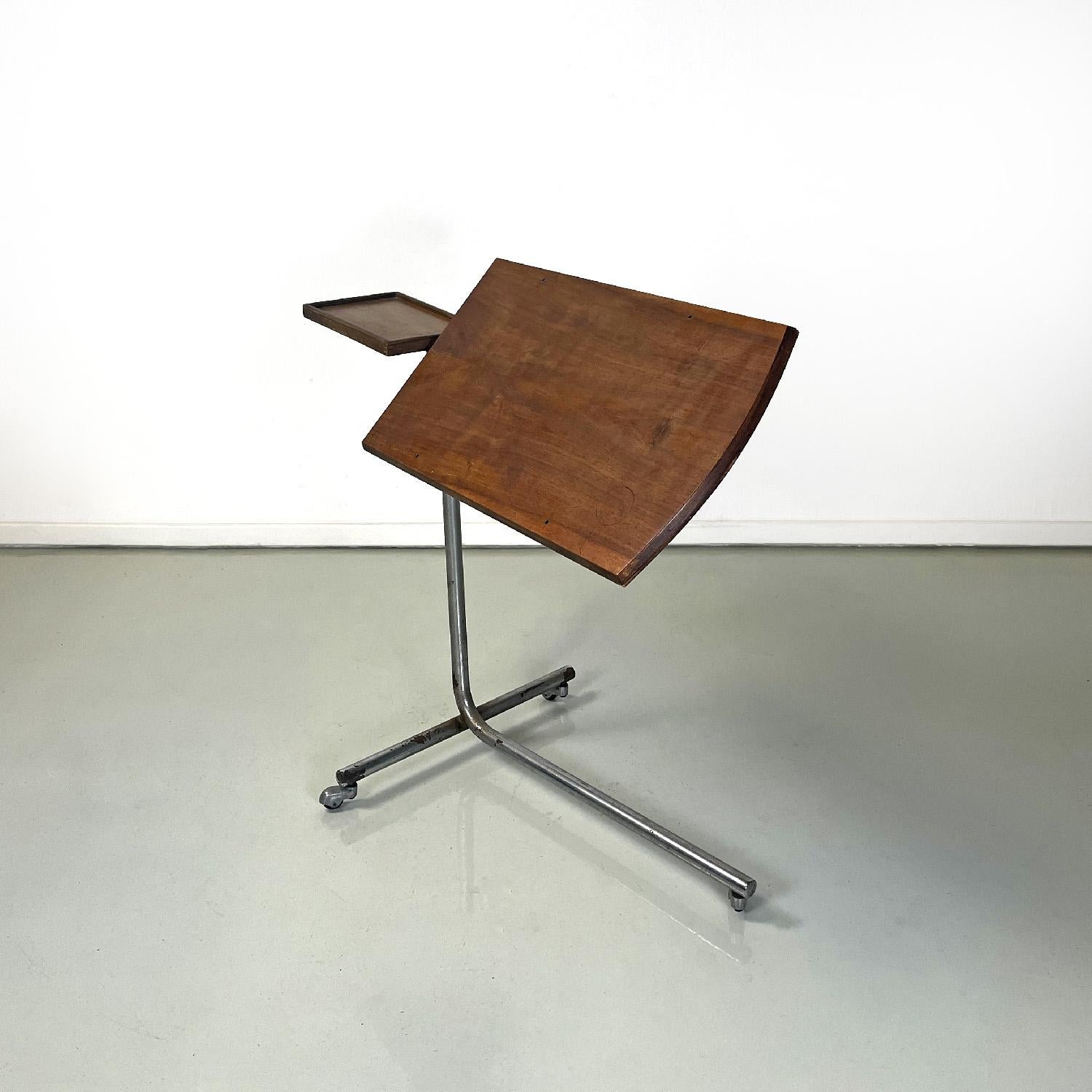 Italian mid-century modern wood and metal industrial work table, 1960s For Sale 2