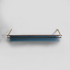 Italian mid-century modern wood and metal wall coat rack with hat rack, 1960s