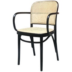 Italian Mid-Century Modern Wood and Original Straw Chair in Thonet Style, 1960s