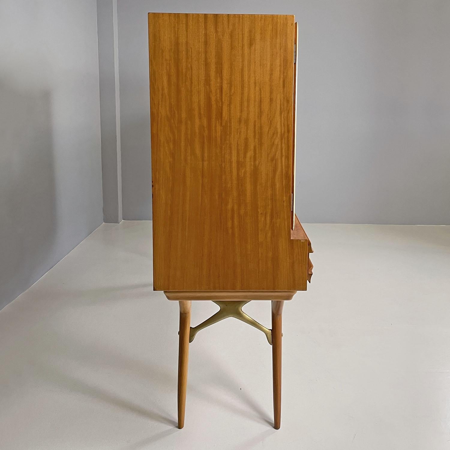 Italian mid-century modern wood and parchment highboard Palazzi dell'Arte, 1950s For Sale 1