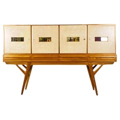 Haut-parleur en bois et parchemin italien du milieu du siècle dernier Palazzi dell'Arte, années 1950