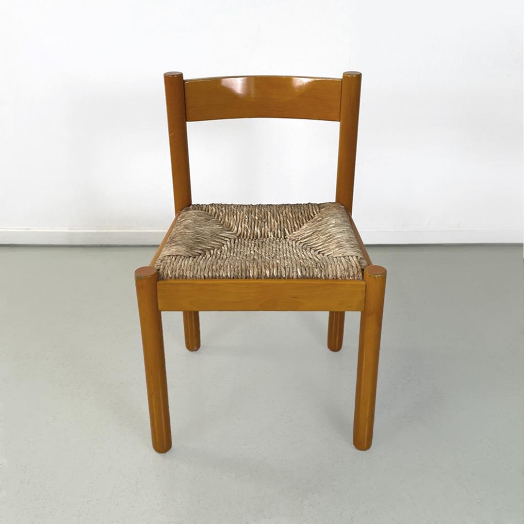 Mid-Century Modern Italian mid-century modern wood wicker chairs Bermuda by La Rinascente, 1960s For Sale