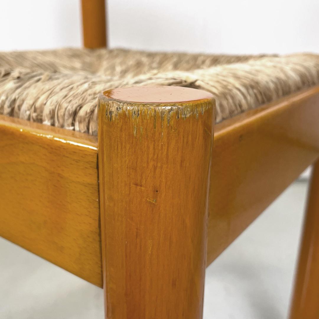 Italian mid-century modern wood wicker chairs Bermuda by La Rinascente, 1960s For Sale 2