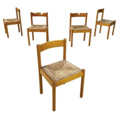 Used Italian mid-century modern wood wicker chairs Bermuda by La Rinascente, 1960s