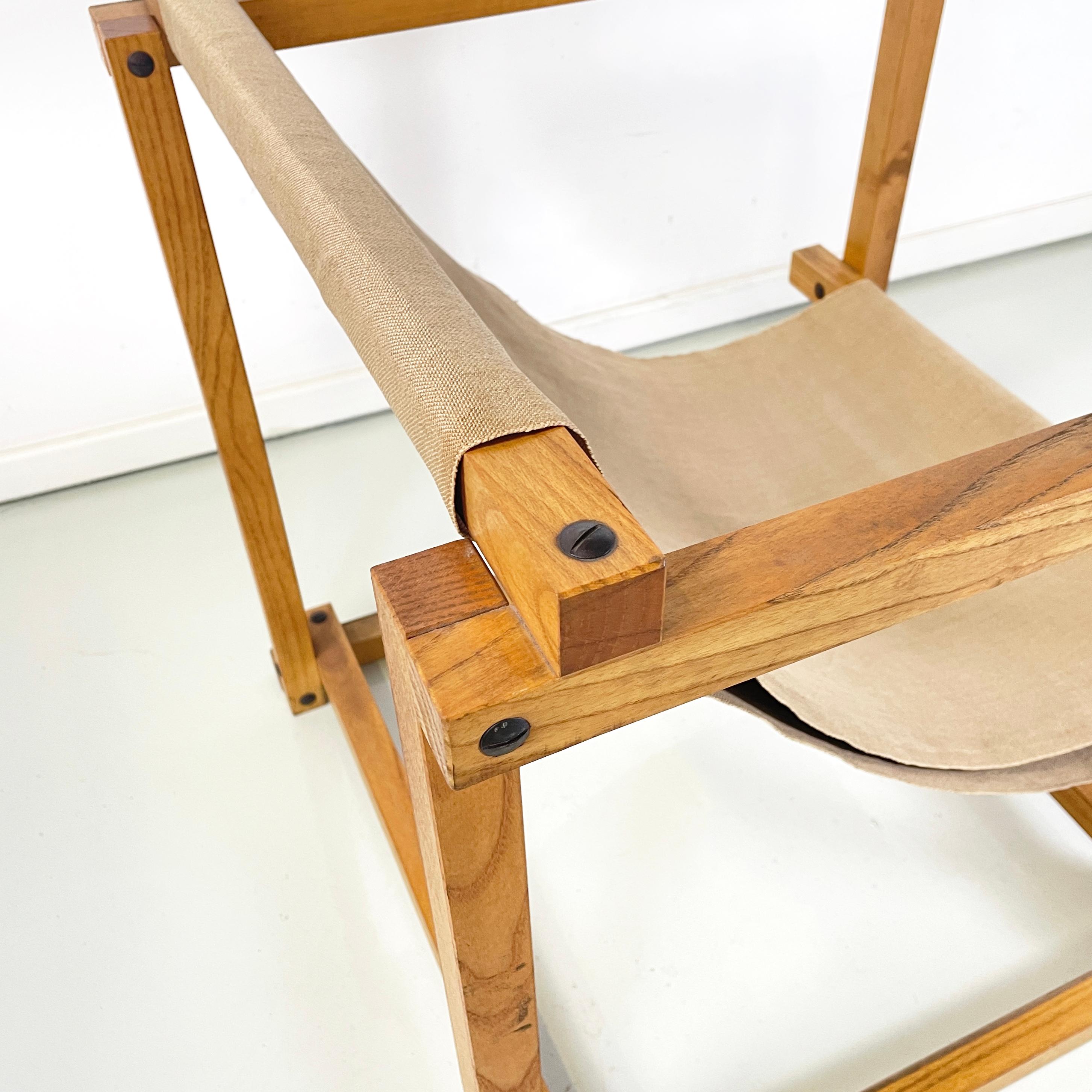 Italian mid-century modern Wood armchair with beige fabric by Pino Pedano, 1970s 5