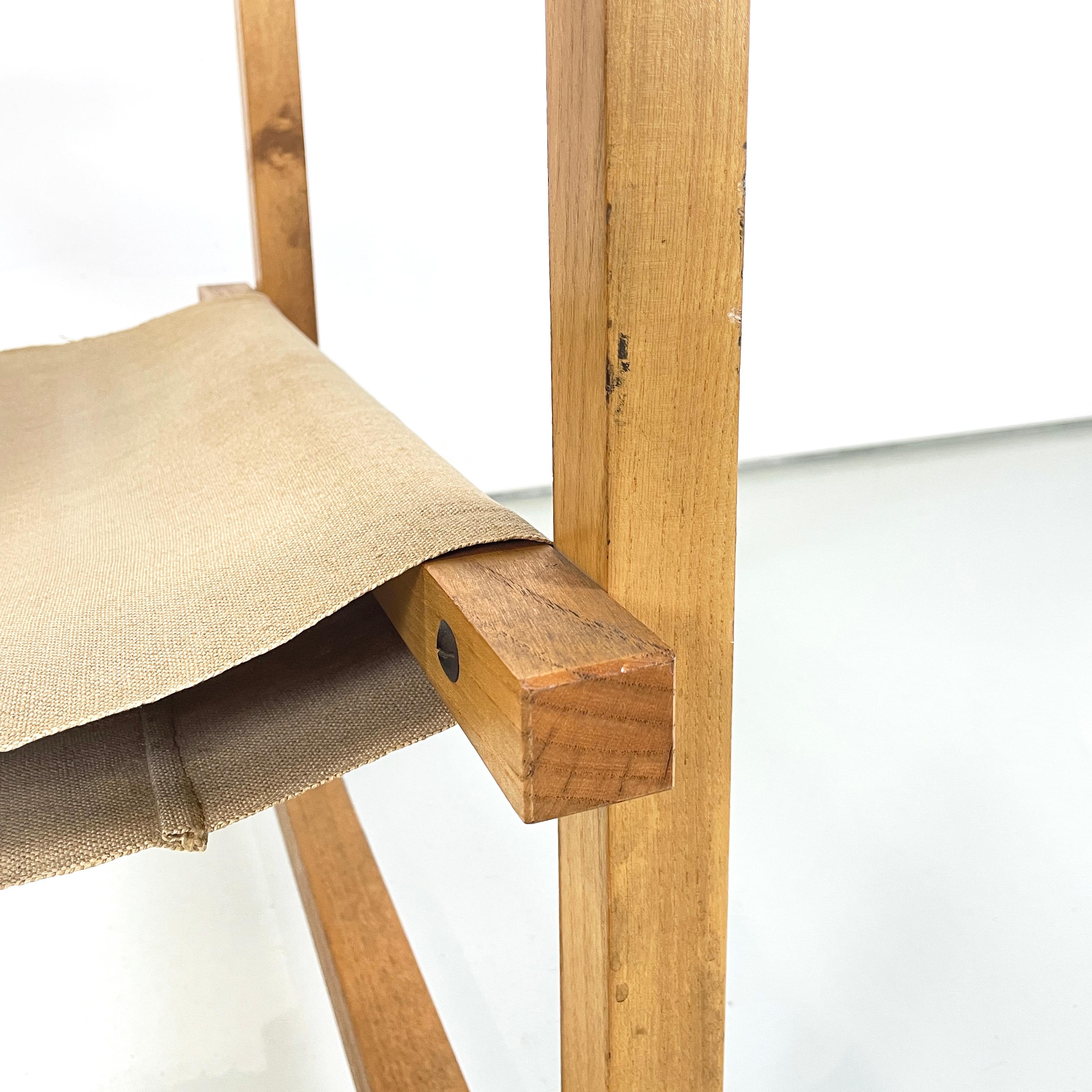 Italian mid-century modern Wood armchair with beige fabric by Pino Pedano, 1970s For Sale 6