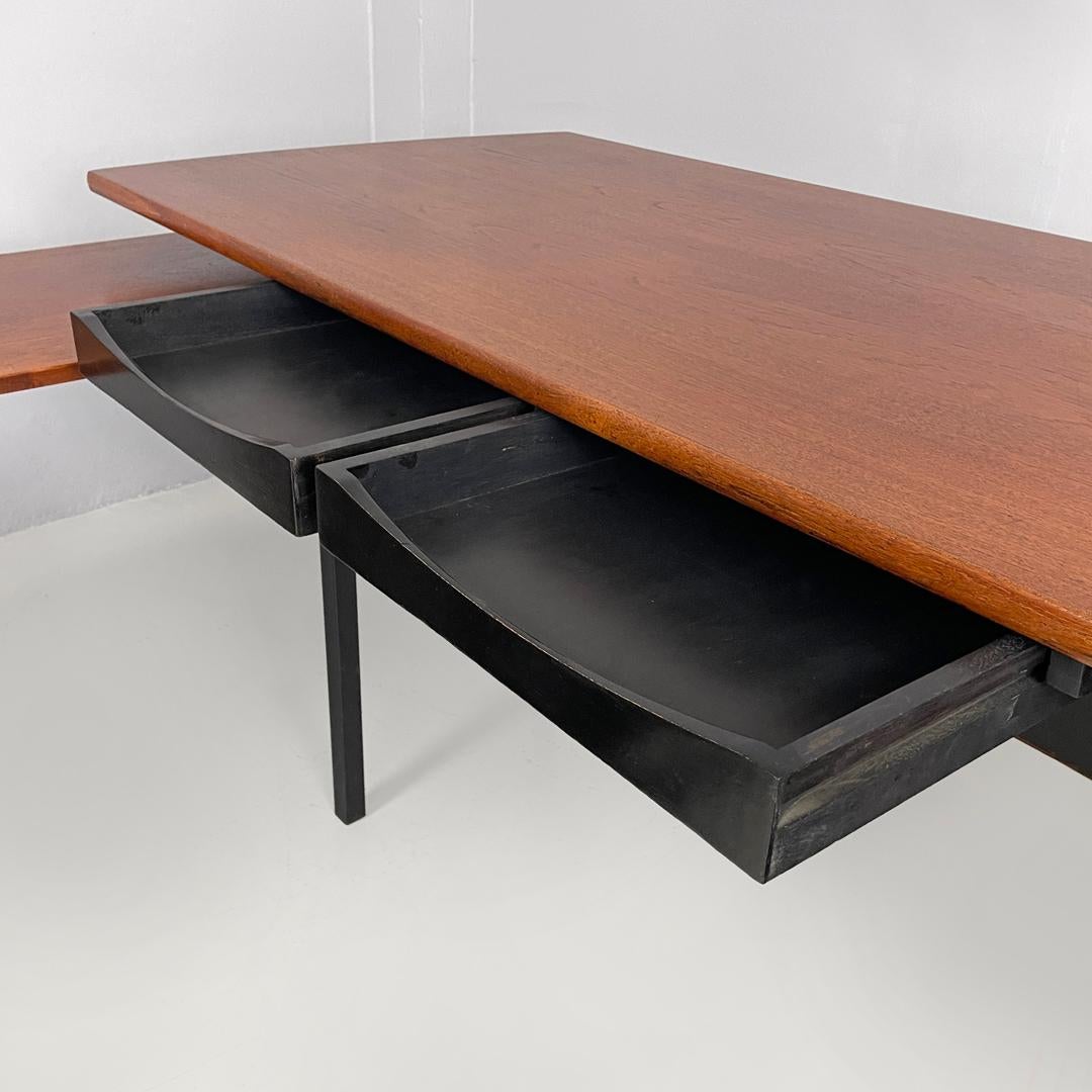 Escritorio doble italiano de madera moderno de mediados de siglo de Campo y Graffi para Home, años 60 en venta 8